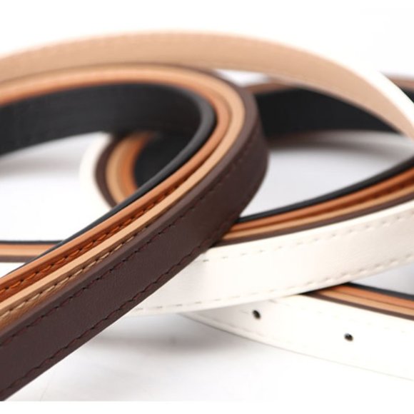 Skinny Camel Belt w/Gold Heart Buckle - Picture 11 of 12